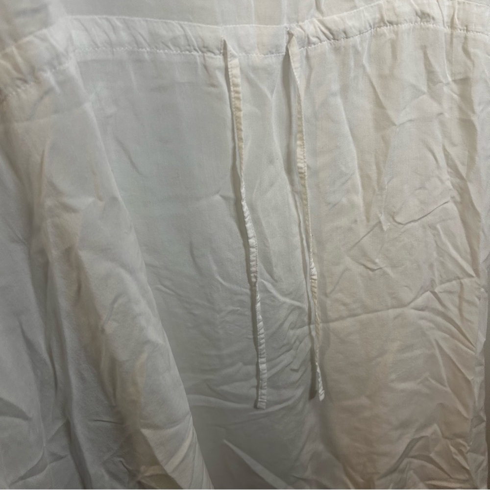 Lands' End White Modal Kaftan Swim Coverup XL-XXL Drawstring Waist - Picture 4 of 10